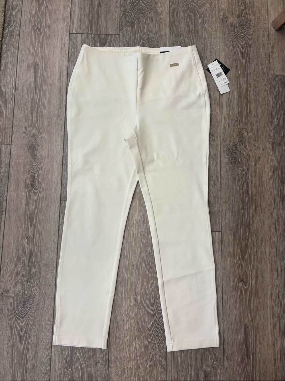 Rafaella Sportswear Cream Slim High Rise Ankle Pants - Size Large